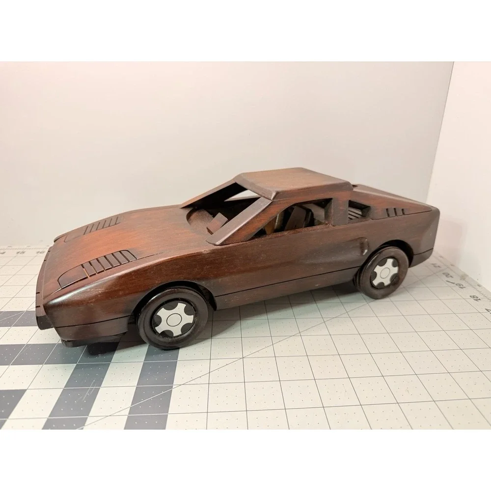 Vintage Handcrafted Wooden Sports Car Model Ferrari 308 GTB